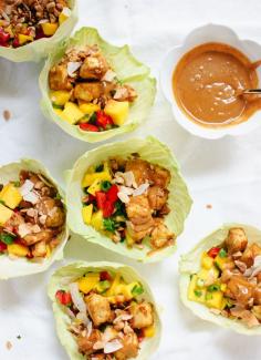 Light and healthy Thai mango salad wraps (gluten free and easily made vegan)