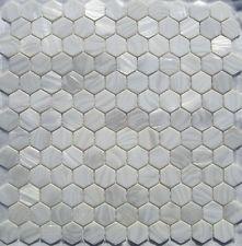 Mother of Pearl Natural White Tile 1" Hexagons (on 12" X 12" mesh)