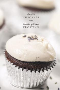 Chocolate Cupcakes with Lavender-Goat Cheese Frosting