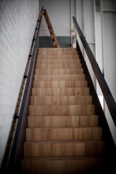 Wooden stairs at Oaxen Restaurant in Stockholm