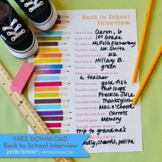 Cute Back to School Interview - Free Printable