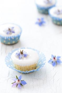 Almond Fairy Cakes with Candied Borage Flowers from @LoveAndOliveOil | Lindsay Landis