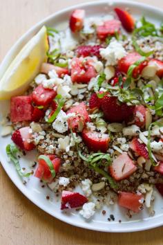 watermelon, basil + strawberry salad
