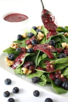 Blueberry-Basil Dressing on Spinach Salad