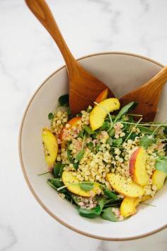 Grilled corn and peach salad