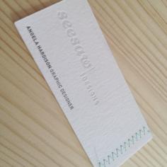 Seesaw's old sewn business card