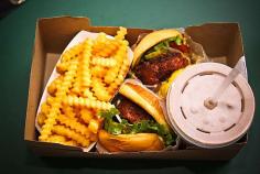 Fries, burgers, and a shake at Shake Shack in New York. #fries #burgers #milkshake #wishlist