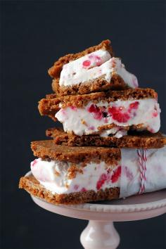 Raspberry Cheesecake Ice Cream Sandwiches