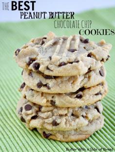 The BEST Peanut Butter Chocolate Chip Cookies EVER. You've got to try this recipe! from Butter With A Side of Bread #recipe #cookies