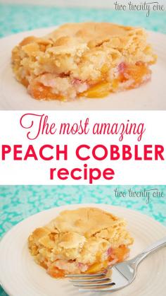 This is seriously the BEST peach cobbler recipe I've tried!