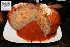 ET VOILA! A 3-POUND MEATBALL THAT IS FILLED WITH SPAGHETTI.
