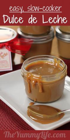 Dulce de Leche. Cook this delicious, creamy topping in a slow cooker right in the jars that are used for serving or gift-giving. Free printable tags, too!
