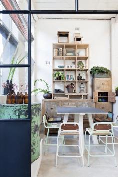 Shelves on top of a hutch...nice vertical. (David's Restaurant in Australia)