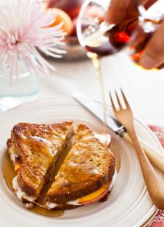 FRENCH TOAST SANDWICHES with Peaches and Mozzarella