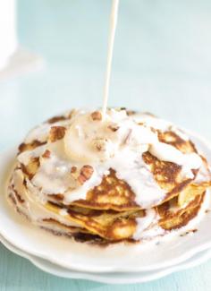 Banana Oat Pancakes with Creamy Peanut Butter Syrup