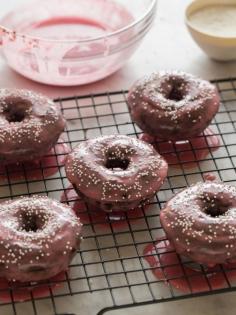 Chocolate Cardamom Doughnuts with a Sweet Plum Glaze