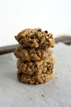Big and chewy salted chocolate chip oatmeal cookies.