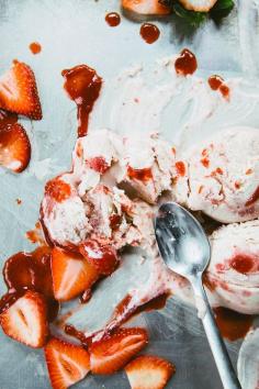 Roasted Strawberry Buttermilk Ice Cream