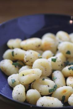 Pan Fried Gnocchi with Sage and Black Pepper.  They taste like roasted potatoes but are ready in a fraction of the time!