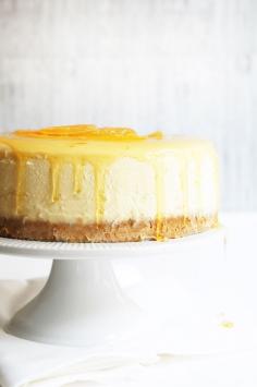 new york style coconut cheesecake with candied lemons