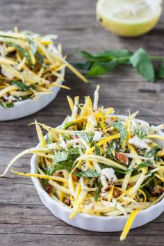 Summer Squash Slaw with Toasted Almonds & Feta