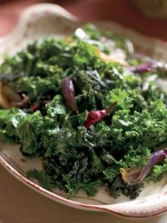 Kale with Garlic and Red Onions