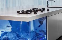 Modern kitchen island doubles as spectacular fish tank | Architecture And Design
