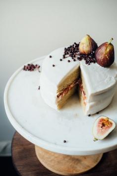 hazelnut layer cake with fig compote + cream cheese frosting