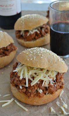 You just can’t beat good ‘ol classic sloppy joes for dinner on busy weeknights—This slow-cooked sauce is packed FULL of cozy fall flavors you’ll love! @Sarah | Whole and Heavenly Oven