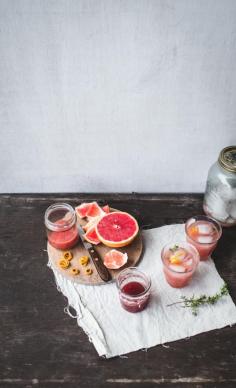 Rhubarb, Grapefruit and Thyme Cocktails