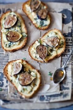 Fig, Gorgonzola & Honey Tartines by tartelette on Flickr.