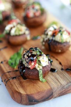 Caprese Grilled Stuffed Mushrooms with Balsamic Glaze