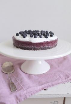 ... raw bilberry cake with coconut whipped cream ...