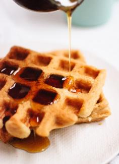 These gluten-free waffles are made with just one flour—oat flour! They're light, crispy on the outside, fluffy on the inside. Best waffles ever! cookieandkate.com