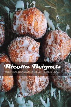 Ricotta Beignets with Lemon-Cardamom Sugar and Lemon Glaze