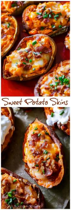 Enjoy a big plate of extra crispy, extra loaded sweet potato skins in no time! This game-time favorite is hard to resist.