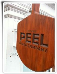 Check out Peel Pizza Co.'s social sharing icons. Branding at it's best! #Branding #Retail