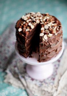 Chocolate cake with milk chocolate ganache and espresso cream cheese frosting
