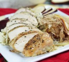 ‎Roasted Chicken Breasts with Cabbage and Apples Recipe