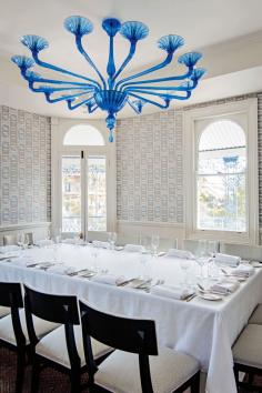 
                        
                            Guillaume Brahimi’s restaurant  - Vogue Living #blue #lightfitting
                        
                    