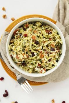 
                        
                            Zucchini Rice with Cranberries, Bacon, Goat Cheese and Walnuts with Maple-Dijon Dressing
                        
                    