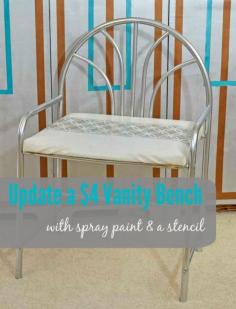 
                        
                            With a little spray paint and a stencil you can totally update this thrift store vanity bench!
                        
                    