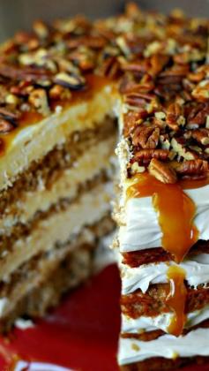 
                        
                            Caramel Apple Mousse Cake ~ layers of apple cake and creamy caramel mousse. This apple dessert recipe is perfect for fall!
                        
                    