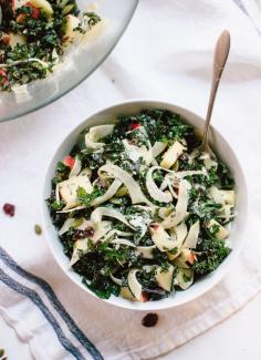 Autumn Kale Salad with Fennel, Honeycrisp and Goat Cheese - cookieandkate.com