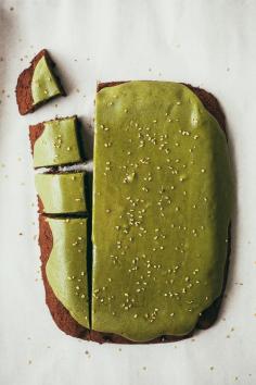 RICH LITTLE BROWNIES WITH MATCHA GLAZE