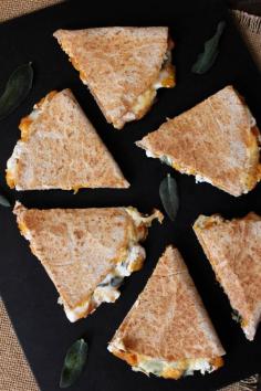 Roasted Butternut Squash Quesadillas with Goat Cheese and Crispy Sage