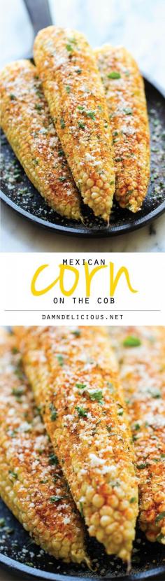 
                        
                            Mexican Corn on the Cob - This is the best way to serve corn, brushed with melted butter and sprinkled with chili powder, cheese and lime juice!
                        
                    