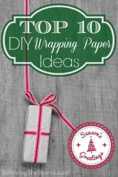 
                        
                            Make your own unique wrapping paper yourself this year!  Here are the top 10 DIY ideas that are frugal and super cute too!
                        
                    