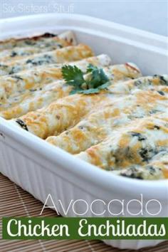 
                    
                        Avocado Chicken Enchiladas Recipe - made these for a dinner party and they were amazing!!
                    
                