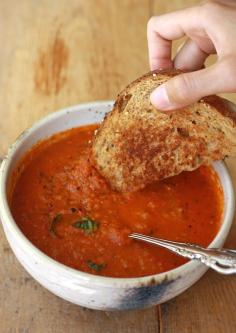 
                    
                        Homemade tomato basil soup perfect to dip your grilled cheese sandwich in. Tomato basil soup is my favorite
                    
                